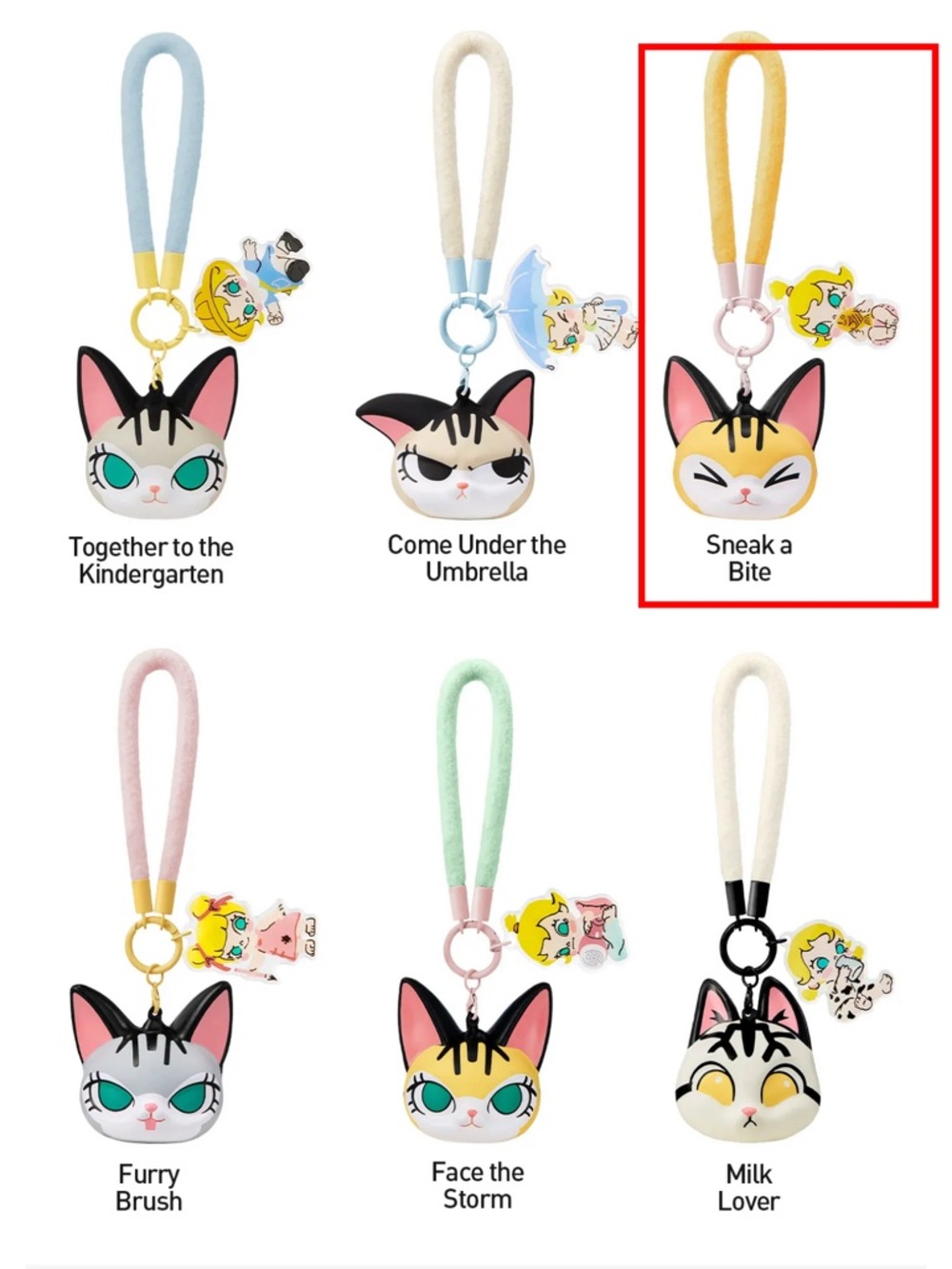 Pop mart baby Molly  squishy Charm Keychain - Sneak a Bit（yellow &pink)